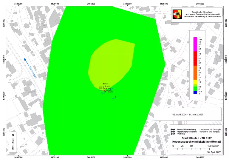 Entwicklung der Gelände-Deformation im Messzeitraum 2024/2025